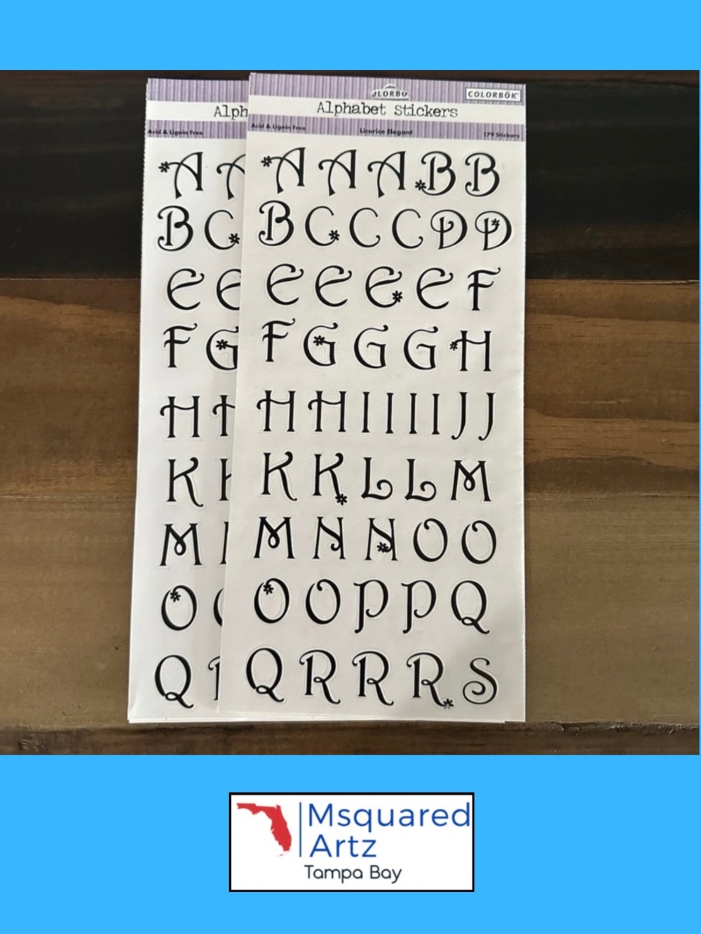 ColorBök Elegant Alphabet Stickers Black Letter Sheets Lot of 2 Scrapbook Craft